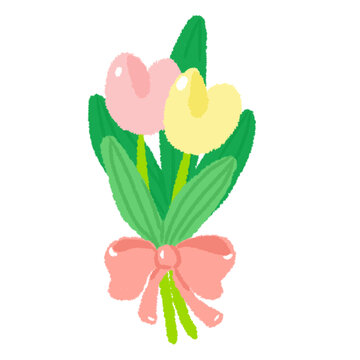 可爱的郁金香花束手绘插画
