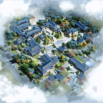 古建园林鸟瞰图