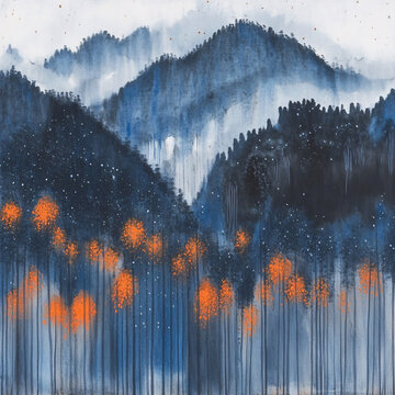现代简约山水装饰画
