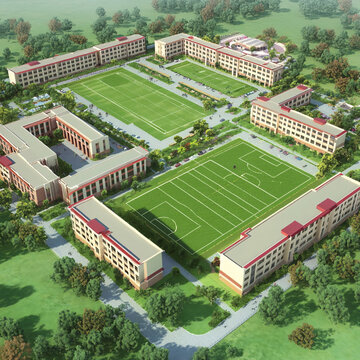 学校操场鸟瞰图