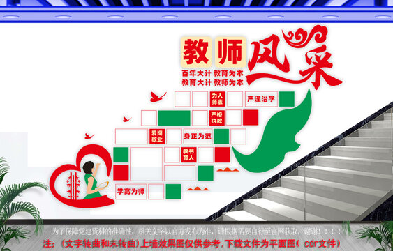 教师风采楼梯文化墙