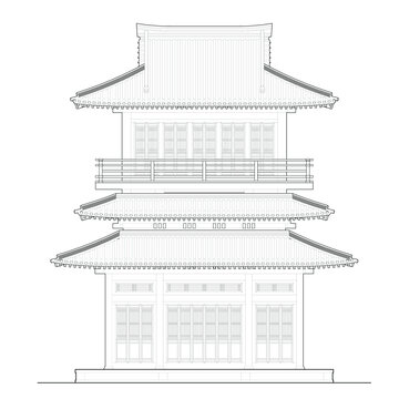 钟鼓楼立面线稿图