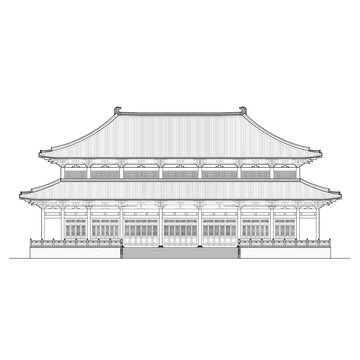 大雄宝殿立面线稿图