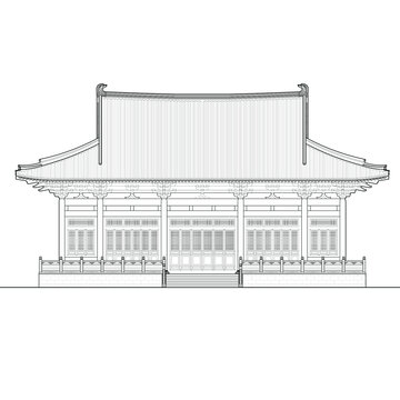 天王殿立面线稿图