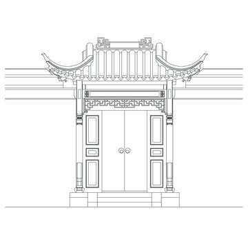 门头立面线稿图