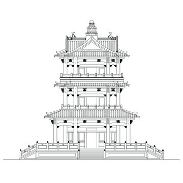 阁楼立面线稿图
