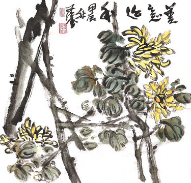 写意菊花装饰画