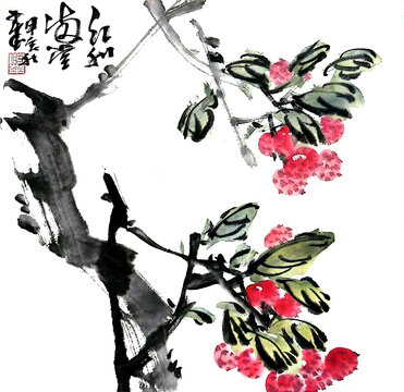 写意荔枝装饰画