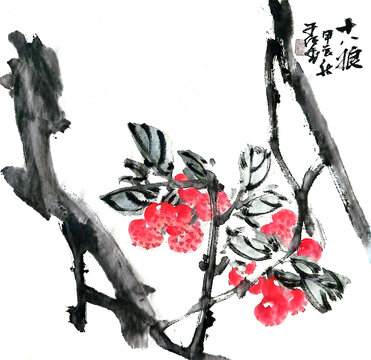 写意荔枝装饰画