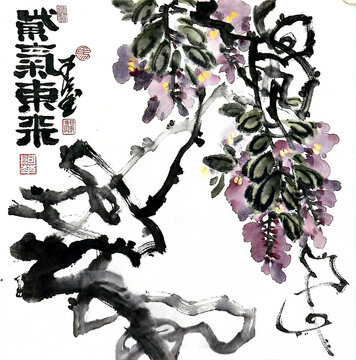 写意紫藤装饰画
