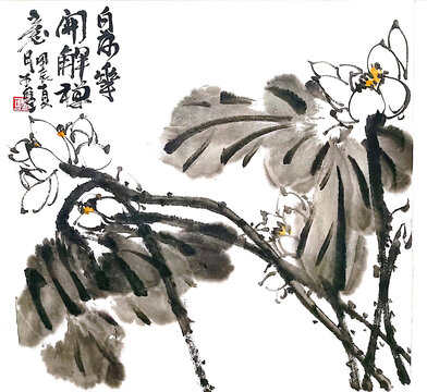 写意荷花装饰画