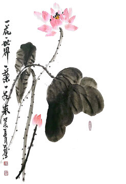 写意荷花装饰画
