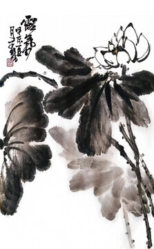 写意荷花装饰画