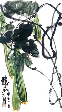 写意丝瓜装饰画