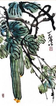 写意丝瓜装饰画