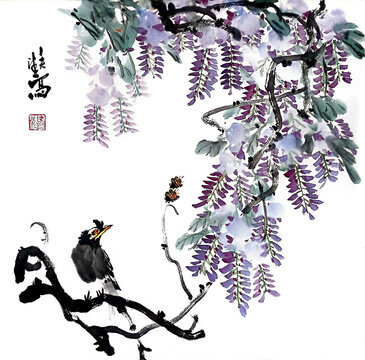 紫藤写意装饰画
