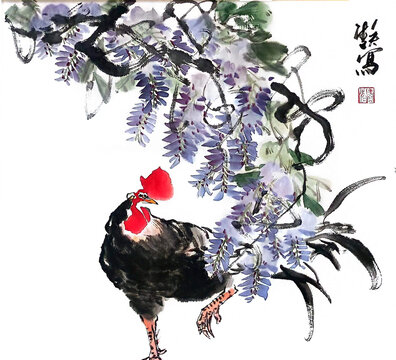 紫藤写意装饰画