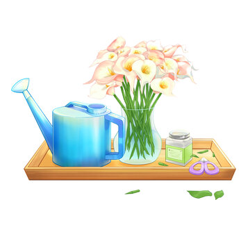 马蹄莲花瓶花壶剪刀托盘肥料罐