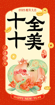 蛇年红包文创石榴插画
