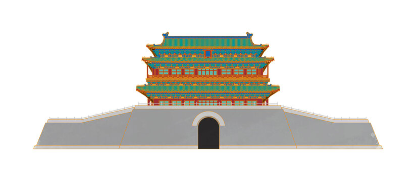 正阳门北京古建筑矢量插画