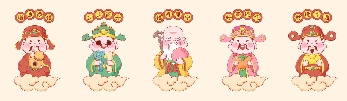 福禄寿禧财五神