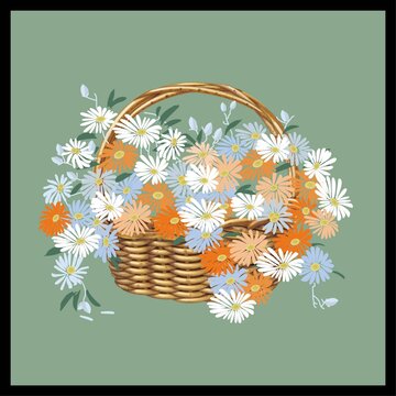 花篮装饰画小菊
