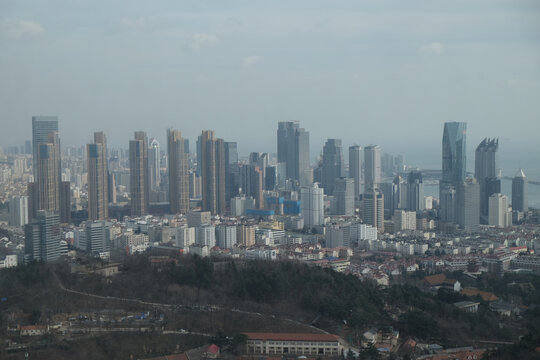 青岛城市天际线高楼大厦