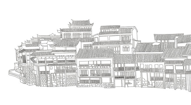 凤凰古城插画