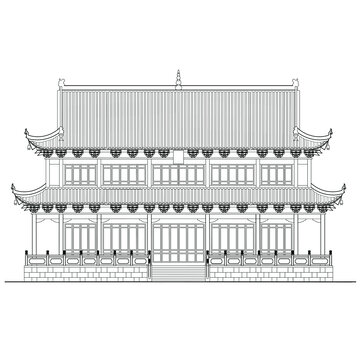阁楼立面线稿图