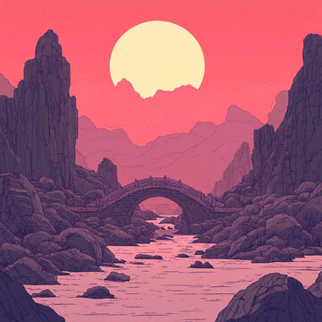 月色石桥