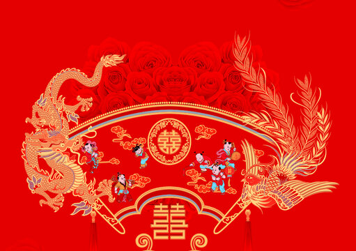 手绘龙凤