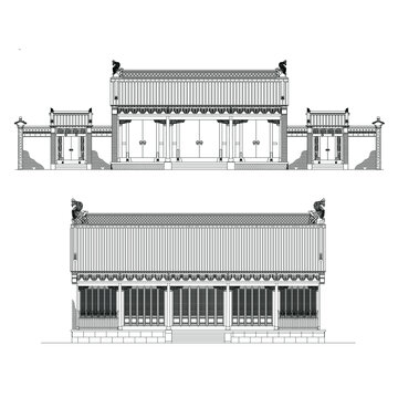 县衙立面线稿图