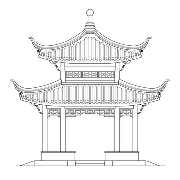 方亭立面线稿图