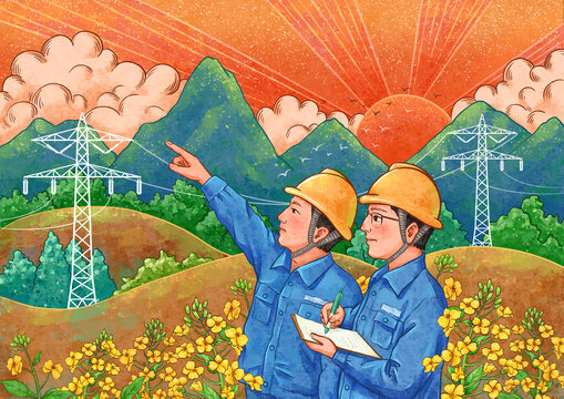 国家电网插画