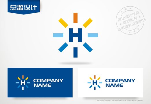 H字母logo能源标志