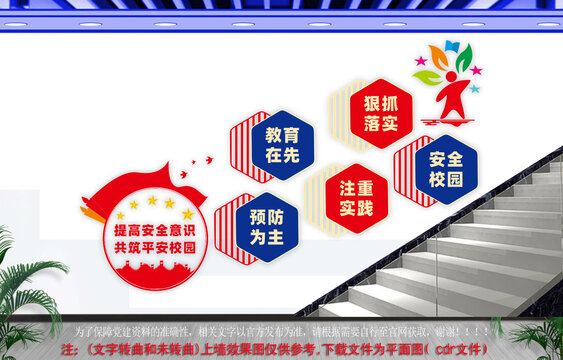 平安校园楼梯文化墙