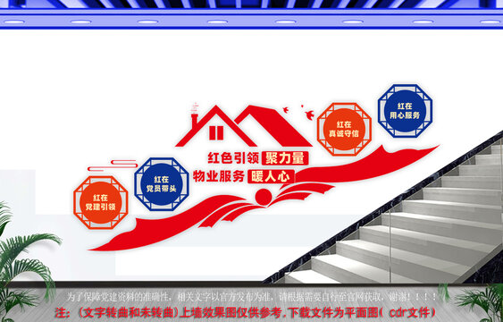 党建引领红色物业楼梯文化墙