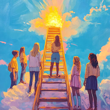 女学生夕阳下
