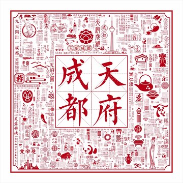 天府成都文字底纹成都文化背景