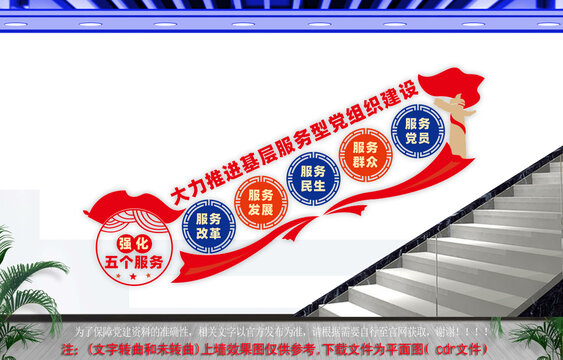 强化五个服务楼梯文化墙