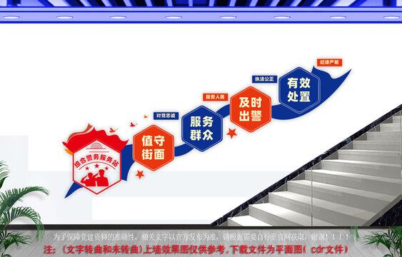 综合警务服务站楼梯文化墙