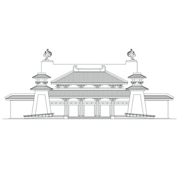 古建筑立面线稿图