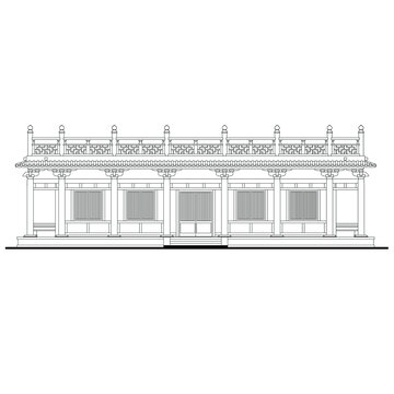 古建筑立面线稿图