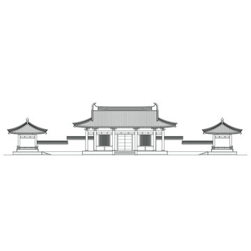 山门立面线稿图