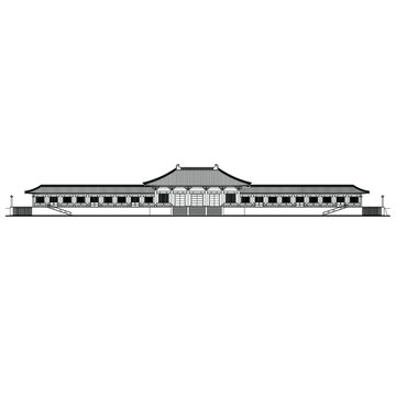 古建筑立面线稿图