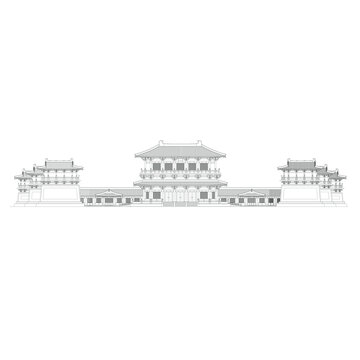 古建筑立面线稿图