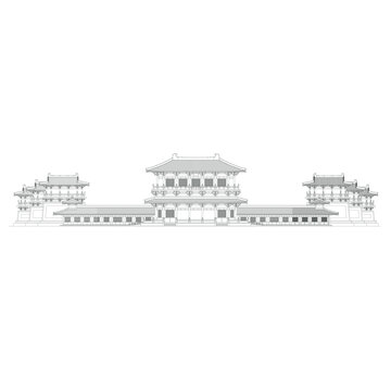 古建筑立面线稿图