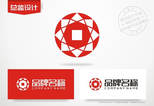 铜钱logo古钱币标志