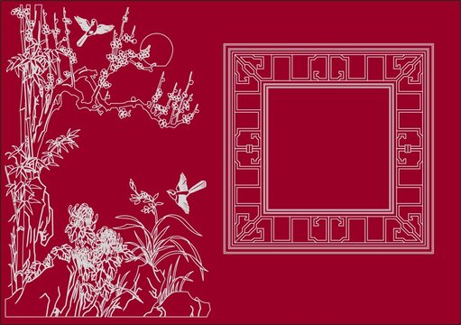 兰溪花鸟漏窗图