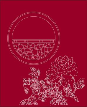牡丹漏窗图
